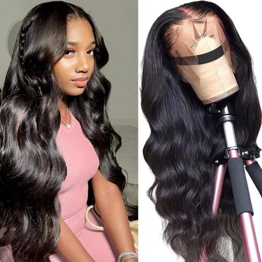 13x4 Lace Front Wigs Human Natural Hair, Body Wave, 180% Density, Pre Plucked Hairline, 18inch/45cm