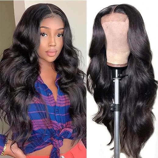 4x4 Lace Front Wigs Human Natural Hair, Body Wave, 180% Density, Pre Plucked Hairline, 18inch/45cm