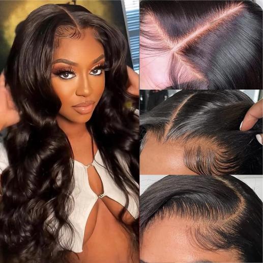 5x5 Lace Front Wigs Human Natural Hair, Body Wave, 180% Density, Pre Plucked Hairline, 16inch/40cm