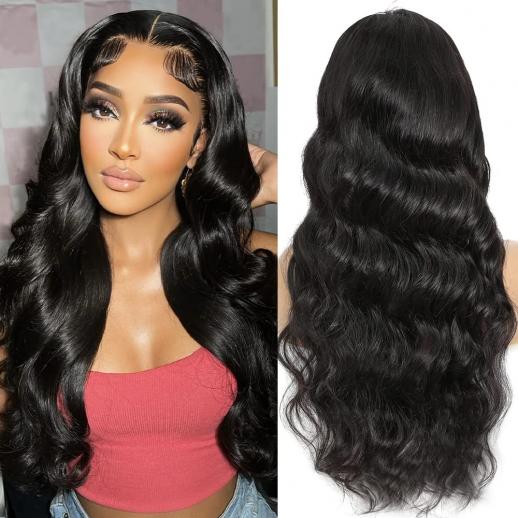 5x5 Lace Front Wigs Human Natural Hair, Body Wave, 180% Density, Pre Plucked Hairline, 22inch/55cm