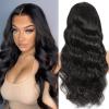 5x5 Lace Front Wigs Human Natural Hair, Body Wave, 180% Density, Pre Plucked Hairline, 24inch/60cm