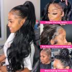 360 Lace Front Wigs Human Natural Hair, Body Wave, 180% Density, Pre Plucked Hairline, 24inch/60cm
