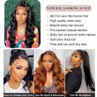 360 Lace Front Wigs Human Natural Hair, Body Wave, 180% Density, Pre Plucked Hairline, 24inch/60cm