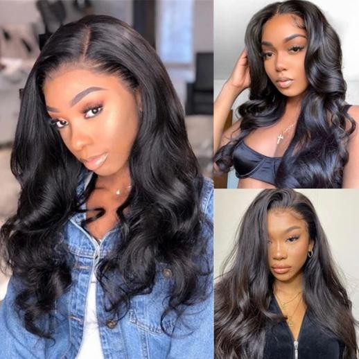 360 Lace Front Wigs Human Natural Hair, Body Wave, 180% Density, Pre Plucked Hairline, 18inch/45cm