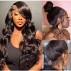 360 Lace Front Wigs Human Natural Hair, Body Wave, 180% Density, Pre Plucked Hairline, 24inch/60cm