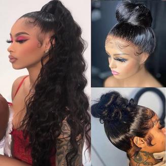 360 Perruques Lace Frontal Naturels Cheveux Humains, Vague Corps, 180% Densité, Délié Pré-plumé, 30