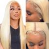 13x6 Lace Front Wigs Human Natural Hair 613 Color, Straight, 180% Density, Pre Plucked Hairline, 16inch/40cm