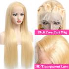 13x6 Lace Front Wigs Human Natural Hair 613 Color, Straight, 180% Density, Pre Plucked Hairline, 16inch/40cm