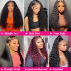 13x4 Lace Front Wigs Human Natural Hair, Deep Wave, 180% Density, Pre Plucked Hairline, 26inch/65cm