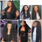 13x4 Lace Front Wigs Human Natural Hair, Deep Wave, 180% Density, Pre Plucked Hairline, 26inch/65cm