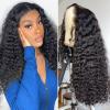 13x4 Lace Front Wigs Human Natural Hair, Deep Wave, 180% Density, Pre Plucked Hairline, 20inch/50cm