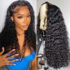 13x4 Lace Front Wigs Human Natural Hair, Deep Wave, 180% Density, Pre Plucked Hairline, 22inch/55cm