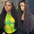 13x4 Lace Front Wigs Human Natural Hair, Deep Wave, 180% Density, Pre Plucked Hairline, 24inch/60cm