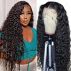 13x4 Lace Front Wigs Human Natural Hair, Deep Wave, 180% Density, Pre Plucked Hairline, 28inch/70cm