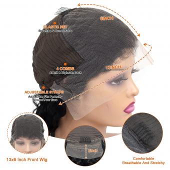 13x6 Perruques Lace Front Cheveux Naturels Humains, Vague Profonde, Densité 180%, Délié Pré-Plumé, 16inch/40cm