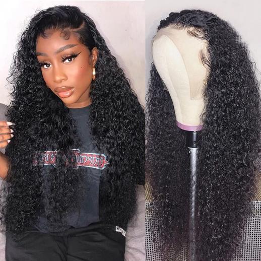 13x6 Lace Front Wigs Human Natural Hair, Deep Wave, 180% Density, Pre Plucked Hairline, 20inch/50cm