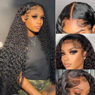 13x6 Lace Front Wigs Cheveux Naturels Humains, Vague Profonde, 180% Densité, Délié Pré-Plumé, 22inch/55cm