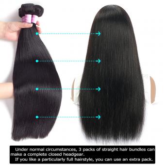 Tissages d'extension de cheveux, 100% cheveux naturels humains, raides, 1 paquet, 26inch/65cm