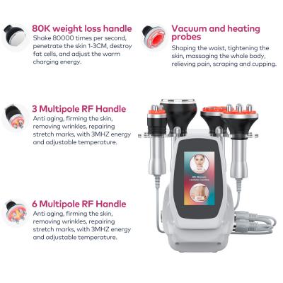 Máquina de cavitación ultrasónica por radiofrecuencia 4 en 1 de 80K para adelgazar rostro, brazos, cintura, abdomen y piernas.