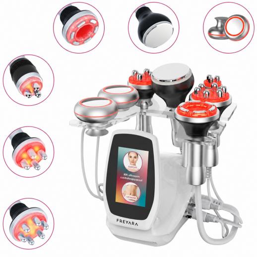 6in 1 80K RF-, Ultrasoon- en Vacuüm-Cavitatiesysteem met EMS-Pads – voor Vetverbranding, Afslanken en Lichaamscontouring