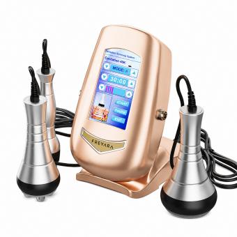 3in 1 40K RF-Cavitatieapparaat in Roségoud met 3 Massagekoppen – Afslank- en Lichaamscontouringapparaat voor Buikvet, Taille, Armen, Benen en Billen, met Netvoeding