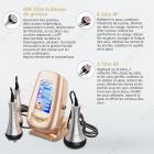 FREYARA Machine de cavitation RF 40K 3-en-1 (or rose), appareil de modelage corporel et d’amincissement, 3 têtes de massage pour le ventre, la taille, les bras, les jambes et les fesses, chargement par prise
