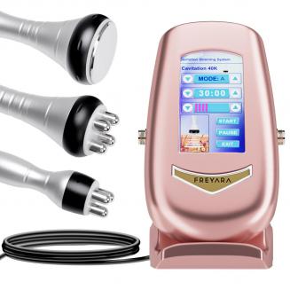 3in 1 40K RF-Cavitatieapparaat Roze met 3 Massagekoppen – Afslankapparaat voor Lichaamscontouring en Buikvet, Taille, Armen, Benen en Billen, met Netvoeding