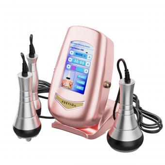 3in 1 40K RF-Cavitatieapparaat Roze met 3 Massagekoppen – Afslankapparaat voor Lichaamscontouring en Buikvet, Taille, Armen, Benen en Billen, met Netvoeding