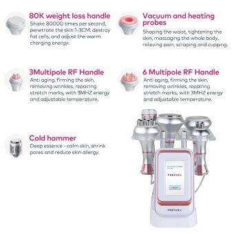 5in1 80Khz Radio-frequency Vacuum Ultrasonic Cavitation Machine, Body Slimming Sculpting Device for Face, Arm, Waist, Belly, Leg