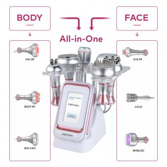 6in1 80KHz Ultraschall-Kavitationsgerät mit Radiofrequenz & Vakuum – Körperformungsgerät gegen Cellulite für Bauch, Taille, Arme, Beine und Gesicht