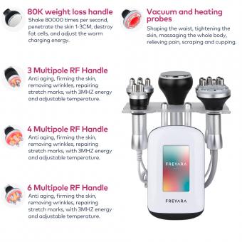5in1 80Khz Radio-frequency Vacuum Ultrasonic Cavitation Machine, Body Slimming Sculpting Device for Face, Arm, Waist, Belly, Leg
