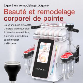 FREYARA Appareil de cavitation ultrasonique 80 kHz 13-en-1 avec radiofréquence et vacuum – Dispositif minceur et remodelage pour visage, bras, taille, ventre et jambes