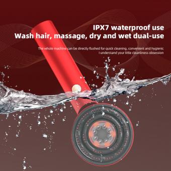 Brosse de Massage du Cuir Chevelu avec étanchéité IPX7, Peigne de massage du cuir chevelu à lumière rouge, bleue et infrarouge pour Détente du Cuir Chevelu Soins Capillaires Spa