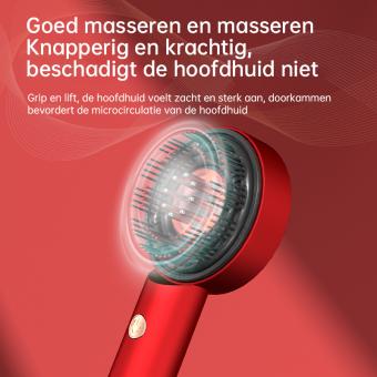 Hoofdhuidmassageborstel met rood blauw en Infrarood licht, multifunctionele hoofdhuidmassageborstel met olie-applicator, IPX7 Waterdicht