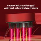 Hoofdhuidmassageborstel met rood blauw en Infrarood licht, multifunctionele hoofdhuidmassageborstel met olie-applicator, IPX7 Waterdicht