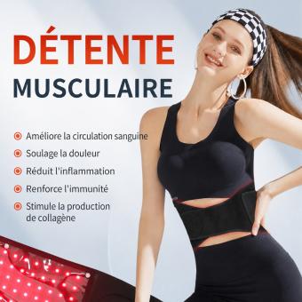 Ceinture de thérapie par lumière rouge, 660nm 850nm Luminothérapie Lampe Infrarouge, LED Red Light Therapy soulageant la fatigue et la douleur
