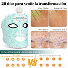 Máscara de silicona para terapia con luz LED multicolor Diseño inalámbrico, 80 cuentas LED, 240 chips.