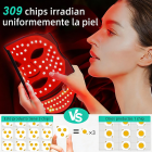 Máscara de silicona con terapia de luz LED de 7 colores para rostro y cuello, 103 cuentas LED, 309 chips.