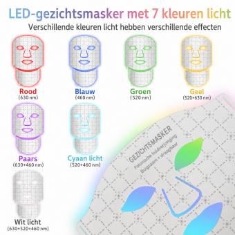 7-Kleuren LED-Lichttherapie Siliconenmasker voor Gezicht en Hals – 103 LED-Lampjes met 309 Chips