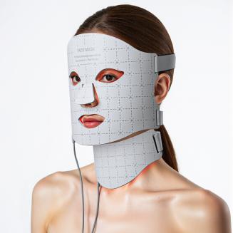 7-farvet LED-lysterapi silikonemaske til ansigt og hals, 103 LED-perler, 309 chips