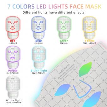 7-Color LED Light Therapy Silicone Mask for Face and Neck , 103 LED Beads,309 Chips 7-Color LED Light Therapy Silicone Mask for Face and Neck , 103 LED Beads,309 Chips