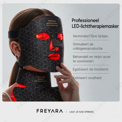 Uitgebreide anti-agingbehandeling: 4-kleuren LED-lichttherapie siliconenmasker voor versteviging en verheldering van gezicht en hals, 480 LED-parels