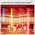 Uitgebreide anti-agingbehandeling: 4-kleuren LED-lichttherapie siliconenmasker voor versteviging en verheldering van gezicht en hals, 480 LED-parels