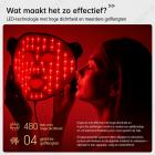 Uitgebreide anti-agingbehandeling: 4-kleuren LED-lichttherapie siliconenmasker voor versteviging en verheldering van gezicht en hals, 480 LED-parels