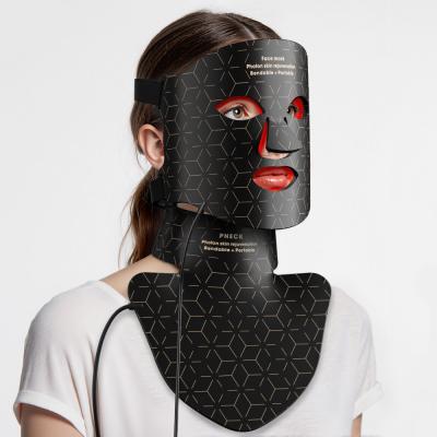 480 perles LED Masque en silicone de luminothérapie LED 4 couleurs , LED Visage pour raffermir et éclaircir le visage et le cou, Traitement anti-âge