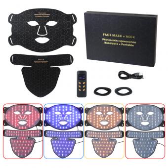 Comprehensive Anti-Aging Treatment:4-Color LED Light Therapy Silicone Mask for Face and Neck Firming and Brightening, 480 LED Beads Comprehensive Anti-Aging Treatment:4-Color LED Light Therapy Silicone Mask for Face and Neck Firming and Brightening, 480 LED Beads