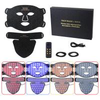 480 perles LED Masque en silicone de luminothérapie LED 4 couleurs , LED Visage pour raffermir et éclaircir le visage et le cou, Traitement anti-âge
