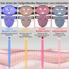 4-Farbige LED-Lichttherapie Silikonmaske für Gesicht und Hals – Vollständige Anti-Aging-Behandlung zur Straffung und Aufhellung mit 480 LED-Lichtern