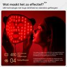 Uitgebreide anti-agingbehandeling: 4-kleuren LED-lichttherapie siliconenmasker voor versteviging en verheldering van gezicht en hals, 480 LED-parels