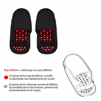 Zapatillas terapéuticas con luz roja e infrarroja de grado médico, con 132 bombillas LED de cobertura total: alivian el dolor de pies en cualquier momento y lugar.